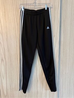 Adidas Unisex Black Track Pants with White Stripes